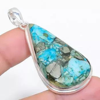 Подвеска ручной работы из стерлингового серебра 925 пробы с натуральным драгоценным камнем колючей устрицы 2,29 дюйма T4q97