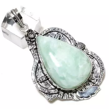 Подвеска ручной работы из стерлингового серебра 925 пробы с натуральным амазонитом 2,68 дюйма M5S24