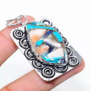 Подвеска ручной работы из стерлингового серебра 925 пробы с натуральным драгоценным камнем колючая устрица 2,36 дюйма F1p66