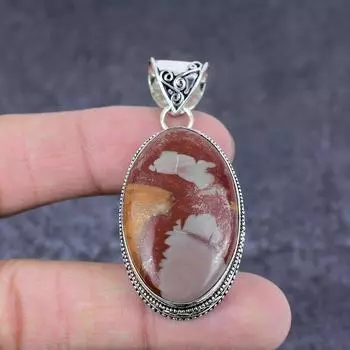 Подвеска ручной работы из стерлингового серебра 925 пробы с натуральным драгоценным камнем Норина Джаспер 2,17 дюйма G8H19