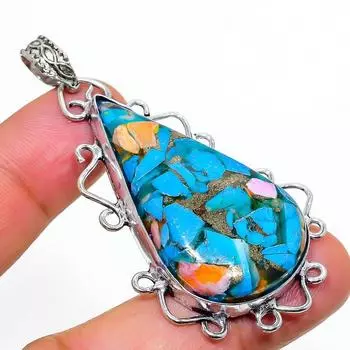 Подвеска ручной работы из стерлингового серебра 925 пробы с натуральным драгоценным камнем колючая устрица 2,44 дюйма j8C42