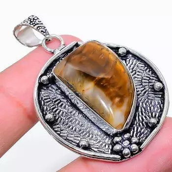 Подвеска ручной работы из стерлингового серебра 925 пробы с натуральным тигровым глазом 1,97 дюйма w4Z96