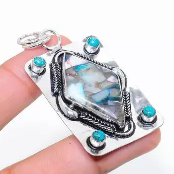 Подвеска ручной работы из стерлингового серебра 925 пробы с натуральным драгоценным камнем колючая устрица 2,44 дюйма s9G07