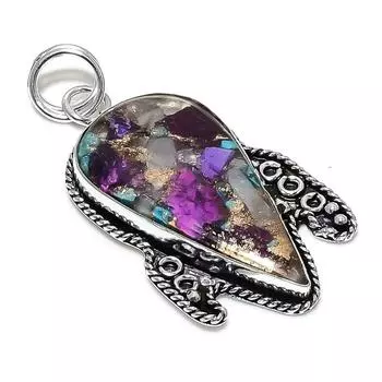 Подвеска ручной работы из стерлингового серебра 925 пробы с натуральным драгоценным камнем колючая устрица 2,40 дюйма u1G31