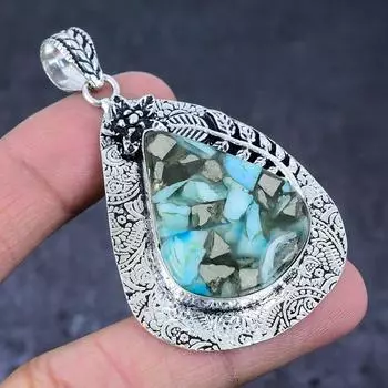 Подвеска ручной работы из стерлингового серебра 925 пробы с натуральным драгоценным камнем колючая устрица 2,60 дюйма D7V48