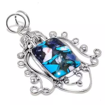 Подвеска ручной работы из стерлингового серебра 925 пробы с натуральным драгоценным камнем колючая устрица 2,96 дюйма c5i08