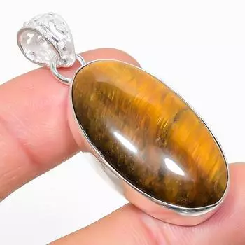 Подвеска ручной работы из стерлингового серебра 925 пробы с натуральным тигровым глазом 1,97 дюйма F8v70