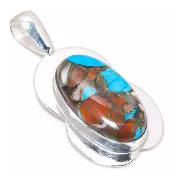 Подвеска ручной работы из стерлингового серебра 925 пробы с натуральным драгоценным камнем колючая устрица 2,17 дюйма K6M16