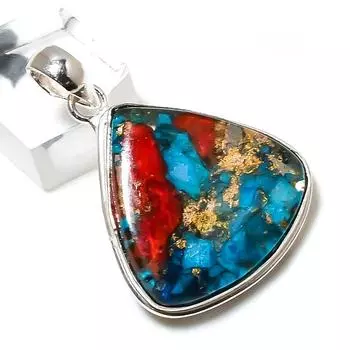 Подвеска ручной работы из стерлингового серебра 925 пробы с натуральным драгоценным камнем колючая устрица 1,65 дюйма K2W99