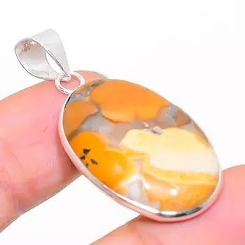 Подвеска ручной работы из стерлингового серебра 925 пробы с натуральным драгоценным камнем кобры и яшмой 1,58 дюйма B1g74