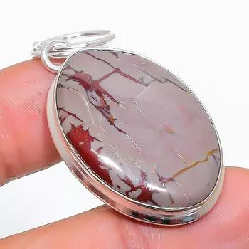 Подвеска ручной работы из стерлингового серебра 925 пробы с натуральным драгоценным камнем Норина Джаспер 1,85 дюйма p6u04