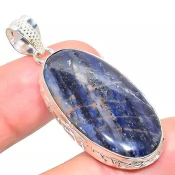 Подвеска ручной работы из стерлингового серебра 925 пробы с натуральным драгоценным камнем содалитом 2,01 дюйма m6C01