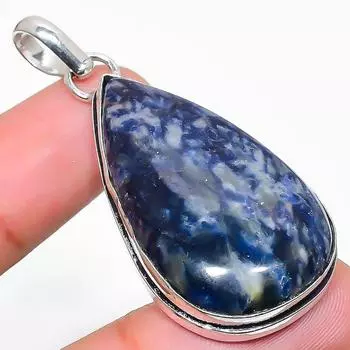 Подвеска ручной работы из стерлингового серебра 925 пробы с натуральным драгоценным камнем содалитом 2,21 дюйма A5d80