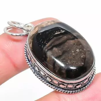 Подвеска ручной работы из стерлингового серебра 925 пробы с натуральным африканским мхом 1,85 дюйма k2Z35