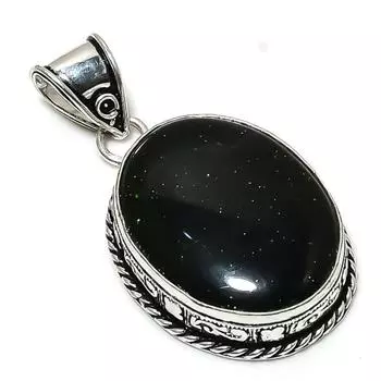 Подвеска ручной работы из стерлингового серебра 925 пробы с натуральным черным ониксом 2,01 дюйма M1S05