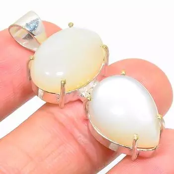 Подвеска ручной работы из стерлингового серебра 925 пробы с натуральным лунным камнем 1,77 дюйма u8F26