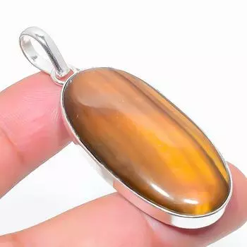 Подвеска ручной работы из стерлингового серебра 925 пробы с натуральным тигровым глазом 2,21 дюйма b5m36