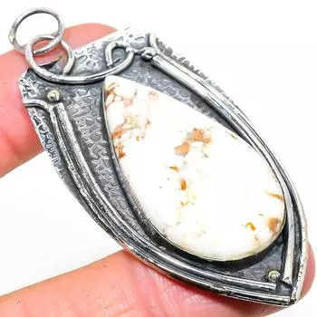 Подвеска ручной работы из стерлингового серебра 925 пробы с натуральным драгоценным камнем дикой лошади 2,88 дюйма Y4N05