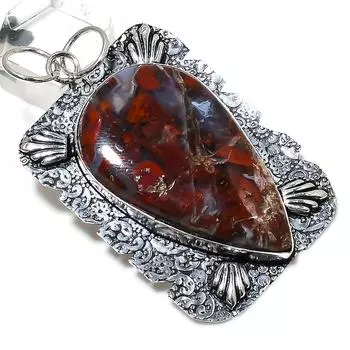 Подвеска ручной работы из стерлингового серебра 925 пробы с натуральным болдер опалом 2,64 дюйма o0K99