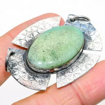 Подвеска ручной работы из стерлингового серебра 925 пробы с натуральным драгоценным камнем хризопраз 1,58 дюйма d3O55