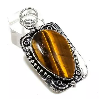 Подвеска ручной работы из стерлингового серебра 925 пробы с натуральным тигровым глазом 2,17 дюйма S5m08
