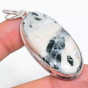 Подвеска ручной работы из стерлингового серебра 925 пробы с натуральным хромдиопсидом 2,29 дюйма A7U08