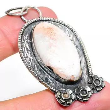 Подвеска ручной работы из стерлингового серебра 925 пробы с натуральным камнем сколецитом 2,56 дюйма S8R14