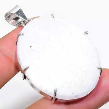 Подвеска ручной работы из стерлингового серебра 925 пробы с натуральным камнем сколецитом 2,09 дюйма d6K64