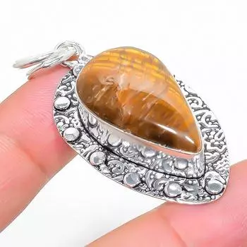 Подвеска ручной работы из стерлингового серебра 925 пробы с натуральным тигровым глазом 2,13 дюйма l3q73