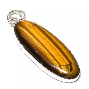 Подвеска ручной работы из стерлингового серебра 925 пробы с натуральным тигровым глазом 2,76 дюйма s1O73