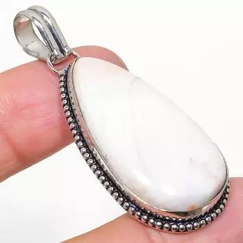 Подвеска ручной работы из стерлингового серебра 925 пробы с натуральным камнем сколецитом 2,25 дюйма z6G72