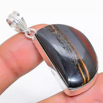 Подвеска ручной работы из стерлингового серебра 925 пробы с натуральным тигровым глазом размером 1,85 дюйма A0v64