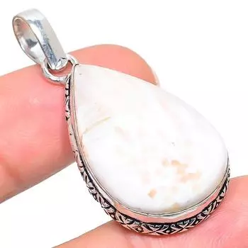 Подвеска ручной работы из стерлингового серебра 925 пробы с натуральным камнем сколецитом 1,81 дюйма b2D16