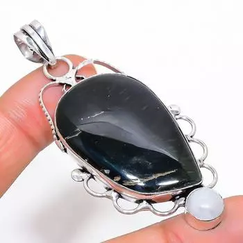 Подвеска ручной работы из стерлингового серебра 925 пробы с натуральным черным тигровым глазом 2,76 дюйма j8b29