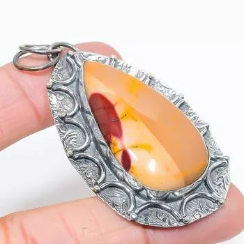 Подвеска ручной работы из стерлингового серебра 925 пробы с натуральным драгоценным камнем Мукаит 2,60 дюйма q4E59