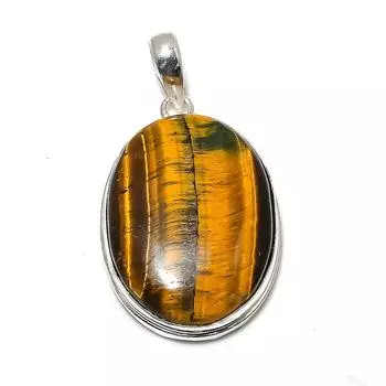 Подвеска ручной работы из стерлингового серебра 925 пробы с натуральным тигровым глазом размером 1,97 дюйма u1U77
