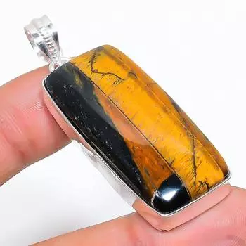 Подвеска ручной работы из стерлингового серебра 925 пробы с натуральным тигровым глазом размером 2,17 дюйма z5N73