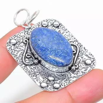 Подвеска ручной работы из стерлингового серебра 925 пробы с натуральным лазуритом 2,13 дюйма m6P85
