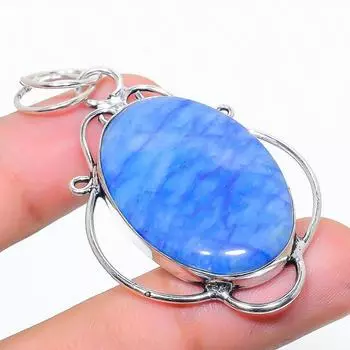 Подвеска ручной работы из стерлингового серебра 925 пробы с натуральным синим драгоценным камнем Друзы 2,36 дюйма z9W93