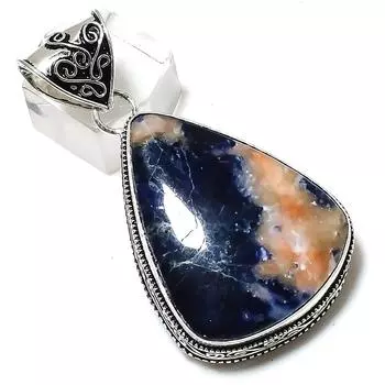 Подвеска ручной работы из стерлингового серебра 925 пробы с натуральным драгоценным камнем содалитом 2,21 дюйма b1K83