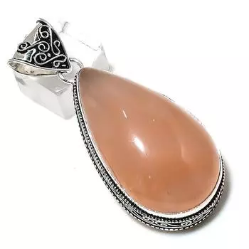 Подвеска ручной работы из стерлингового серебра 925 пробы с натуральным розовым кварцем 2,48 дюйма V5q06