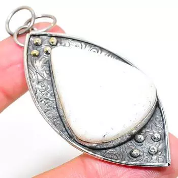 Подвеска ручной работы из стерлингового серебра 925 пробы с натуральным камнем сколецитом 3,03 дюйма w4S58