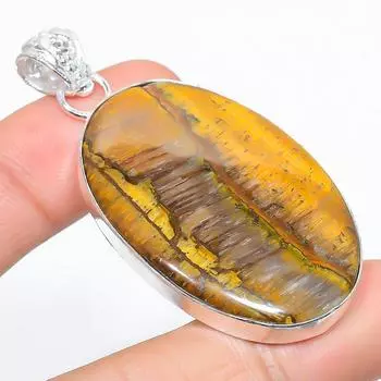 Подвеска ручной работы из стерлингового серебра 925 пробы с натуральным тигровым глазом 2,40 дюйма P9J83