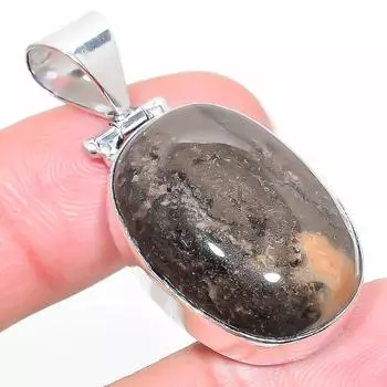 Подвеска ручной работы из стерлингового серебра 925 пробы с натуральным африканским мхом 1,69 дюйма N5K70