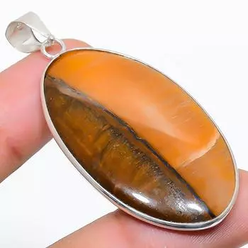 Подвеска ручной работы из стерлингового серебра 925 пробы с натуральным тигровым глазом 2,29 дюйма z8a49