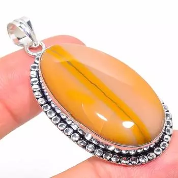 Подвеска ручной работы из стерлингового серебра 925 пробы с натуральным драгоценным камнем Мукаит 2,25 дюйма P3P19