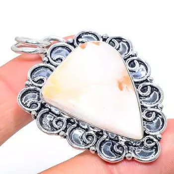 Подвеска ручной работы из стерлингового серебра 925 пробы с натуральным камнем сколецитом 2,29 дюйма A8F55