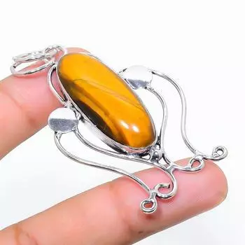 Подвеска ручной работы из стерлингового серебра 925 пробы с натуральным тигровым глазом 2,76 дюйма h3e55