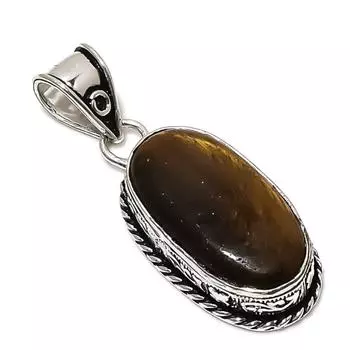 Подвеска ручной работы из стерлингового серебра 925 пробы с натуральным тигровым глазом 1,89 дюйма S3i32