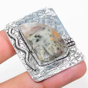 Подвеска ручной работы из стерлингового серебра 925 пробы с натуральным камнем сколецитом 1,73 дюйма U4t76